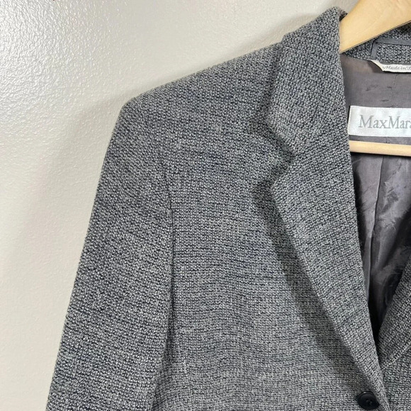VTG Max Mara Blazer Jacket Size 8 Gray Blue Wool Blend Career Professional Work - Picture 4 of 11